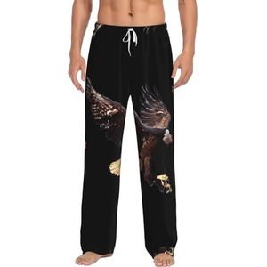 Eagle Lange loungewear voor heren, nachtkleding, pyjamabroek, nachtkleding met zakken en trekkoord, Wit, S
