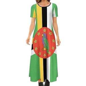 Dominicaanse vlag dames zomer casual korte mouw maxi-jurk ronde hals bedrukte lange jurken 8XL