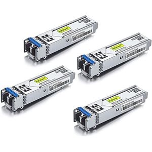 [4 Pack] 1G SFP LX LC Singlemode Module 10km, 1000Base-LX Mini-Gbic Transceiver Compatible for Cisco GLC-LH-SMD, Meraki, Ubiquiti UniFi UF-SM-1G, Mikrotik, Netgear, D-Link, TP-Link, Zyxel and more