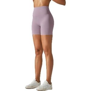 Vrouwen Sport Kort Squat Hoge taille Kwaliteit Zacht Fitness Sportschool Push-ups Strak Dames Yoga Leggings Korte broek Fietsen-Roze Paars-S