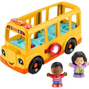 Fisher-Price Little People Peuter Speelgoed Schoolbus Muzikaal Push-Along Voertuig met 2 Figuren voor Pretend Play Leeftijd 1+ Jaar