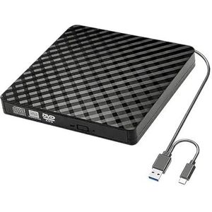 Slanke Externe DVD RW CD-brander USB 3.0-brander, Lezer En Speler Met Hoge Snelheid For Gegevensoverdracht Gebruiksvriendelijk(Black)