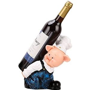 Wijnrek Wijnfles Houder in Rustiek Dier Beeldhouwwerk & Standbeeld Wijn Stands Crooked Hat Pig Desktop Art Decoration Hars Ornamenten 8.2 Inch Wijnrekken wijnrek (Size : A)
