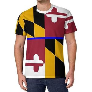 Maryland Blue Line Flag heren T-shirt met korte mouwen casual ronde hals T-shirt mode zomer tops