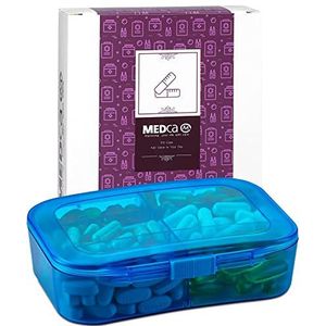 Vitamine Organizer - Reizen Pill Organizer Box & 6 compartiment dagelijkse geneeskunde geval Container voor het organiseren van uw pillen, medicijnen, supplementen, vitaminen en visolie voor elke dag gebruik door MEDca