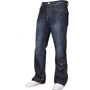 BNWT Nieuwe Mens Bootcut Flared Big King Size Brede Been Blauw Denim Jeans Alle Taille, Donker wassen A31, 30W x 32L