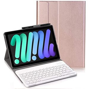 YHFZR Toetsenbordhoes voor iPad mini 6 2021 - (QWERTY-Indeling) Ultradunne Flip met Verwijderbare Draadloze Toetsenbordstandaard Case voor iPad mini 6 2021, Rose Goud