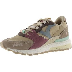 Victoria Luna Nylon Low Tennis & Split Leather Pieces & Serrated Sole 1156109 for Women BEIGE 40