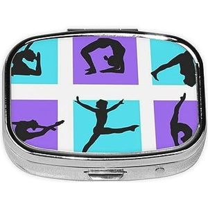 Mini vierkante pillendoos, medicijnorganizer, gymnastiekspel, draagbare EHBO-doos, reispillendoos met 2 vakken, kleine pillendoos voor zak of portemonnee