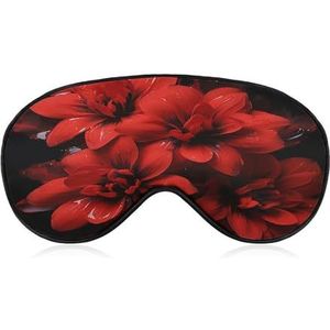 Oogmasker, rode bloem op zwart bedrukt slapend oogmasker, nachtoogmasker, verduisterende slaapoogmasker, reizen oogmasker