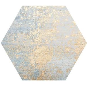 DEQORI - Hexagon Wandbehang - Gouden Structuur - Zelfklevend - 150 x 130 cm - Textielcanvas