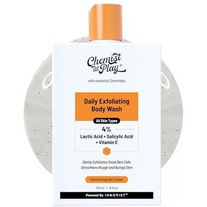 Chemist at Play Body Wash Exfoliating for Dry Rough Bumpy Strawberry Skin with 1% Salicylic Acid 2% Lactic Acid and Ceramides for Men and Women | 473 ml