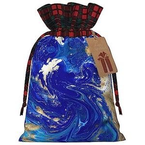 Trekkoorden Kerst Gift Bags, Treat Candy Bags voor Holiday Party Favor Supplies-Abstract Marmeren Steen Print