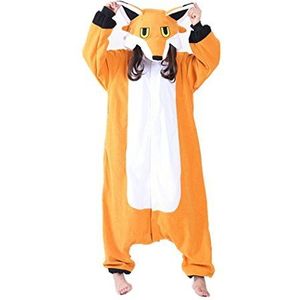 wotogold Animal Fox Pyjama Unisex Volwassen Cosplay Kostuums, Oranje, S