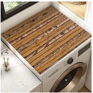 Wasmachine werkblad afdekking, stofhoes for bovenkant apparaat, beschermmat, retro houtstructuur, afneembaar, for thuis universele wasmachine droger(Yellow,60x60cm)