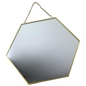 MISOU Spiegel goud - Met ophangketting - Wandspiegel - Goude spiegel - Hexagon - Honingraat