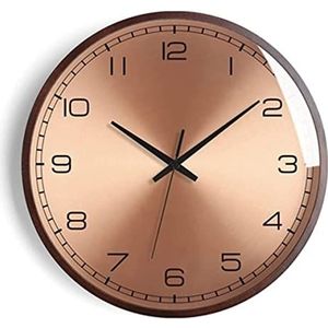 Moderne Design Stille Klok Ronde Wandklok Wandklok Moderne Glazen Spiegel Hang Klok Stille Quartz Wandklokken Voor Slaapkamer Woonkamer Thuis Huishoudelijke Kwartsklok(Color:Rose gold,Size:16inch)