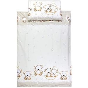 TupTam Kinderbeddengoed Jongens Meisjes Set 2-delig 100 x 135 cm + 40 x 60 cm, Beren Maan Beige, 135x100 cm