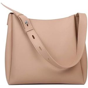 Eenvoudige forenzenhandtas, dames crossbodytas, dameshandtas met grote capaciteit, schoudertas van zacht leer (Color : Khaki, Size : 31 x 29 x 10 cm)