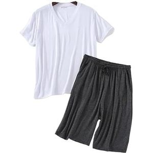 Premium pyjama's for heren, groot en lang, Home Essentials, zachte stretch loungeset, ademend, elastische taille, nachtkleding, ontspannende thuiskantoorkleding, comfortabele outfit for de hele dag(Wh