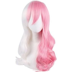 Anime Cosplay Pruik Monomi/Usami White Mixed Pink Long Curly Halloween Costume Cosplay Pruik,Voor partij carnaval
