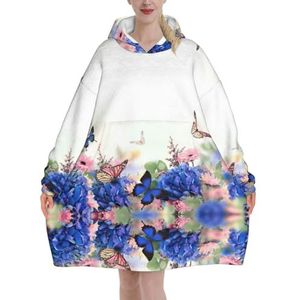 Oversized Vlinder Daisy Hoodies Vrouwen Uk Pluizige Deken Hoodie Sherpa Vrouwen Fleece Draagbare Deken Mannen