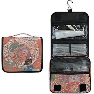Streak borduurwerk patroon Japanse stijl opknoping opvouwbare toilettas cosmetische make-up tas reizen kit organizer opslag waszakken case voor vrouwen meisjes badkamer