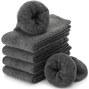 PROETRADE Dames Sokken Merino Wollsokken Warm Dikke Wandelsokken Ademend Wol Thermosokken Cadeaus Sokken 5 Paar (Grijs)