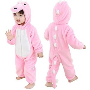 Doladola Unisex Kids & Peuters Kostuum Outfit Baby Jongens Meisjes Flanel Animal Hooded Rompertjes Jumpsuit(Roze dinosaurus, 2,5-3,5 jaar)
