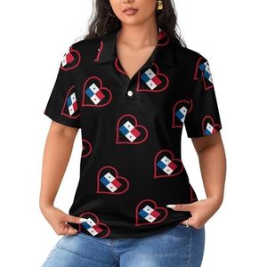 I Love Panama Red Heart dames poloshirts met korte mouwen casual T-shirts met kraag golfshirts sport blouses tops 3XL