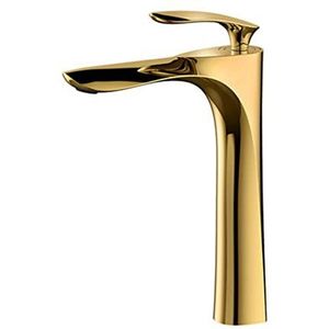 Badkamer Basin Kranen Gouden Sink Mixer Tap Hot Cold Single Handgreep Deck Mounted Lavatory Crane Water Tap Rose Gold/Black Badmengkraan (Color : Orange, Size : S)