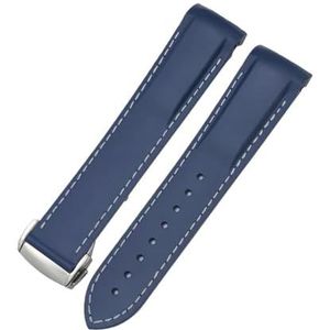 18 mm 19 mm 20 mm 21 mm 22 mm rubberen horlogeband geschikt for Omega Seamaster 300 Speedmaster AT150 geschikt for Seiko geschikt for CASIO Longines geschikt for siliconen horlogeband (Color : Blue W