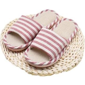 Stof Thuis Slippers Zomer Vrouwen Slippers Voor Thuis Herfst Winter Linnen Casual Koppels Zachte Antislip Foam Bodem Indoor Mannen Vloer voor Hotel en Reizen, Rood, 39 EU