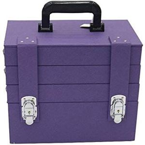 SMSOM Make-up Train Case, draagbaar, cosmeticabox, sieradenbox, organizer, 4 dieren, afsluitbare muren, met knoppen die met handvat kunnen worden vervoerd, opbergdoos voor make-up, roze (kleur: paars)