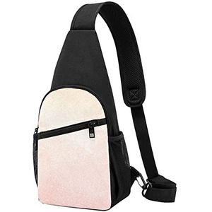 Rose Gold Faux Glitter Gedrukt Borst Pack Cross Body Borst Sling Rugzak Reizen Wandelen Borst Tas Dagrugzak, Zwart, Eén maat