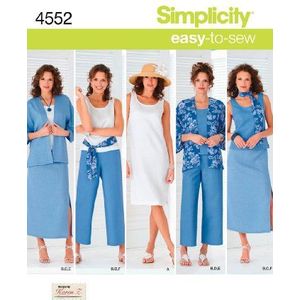 Simplicity Gemakkelijk te naaien 4552 plus size rok, broek, jurk en sjaal naaipatroon voor vrouwen door Karen Z, maten BB (20W-28W)