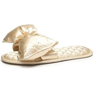 Damespantoffels mode bruiloft slippers vrouwen peep toe slaapkamer thuis sandalen bruid bruidsmeisje bruiloft schoenen met zijden strik, Abrikoos, 39 EU