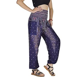 YOUR COZY Dames Harembroek Boho Genie Aladdin Gesmokte Taille Yoga Broek, Pauw Marine, S