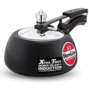 Hawkins 2 liter Contura Black XT snelkookpan, hard geanodiseerd binnendeksel, kleine inductiekookplaat, Handi fornuis, zwart (CXT20)