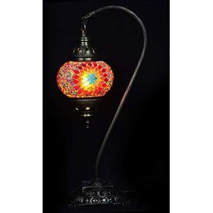 Tafellamp - multicolour - mozaïek - glas - boogmodel - Ø 13 cm - hoogte 39 cm - Turkse lamp - Oosterse lamp