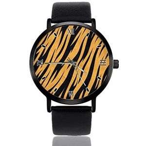 Zwart Oranje Tijger Dierenprint Dames Polshorloge Ultra Dunne Case Extreem Eenvoudige Analoge Polshorloge Vrouwen Ultra Dunne Horloge Japans Quartz Beweging