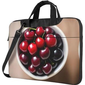 SSIMOO Inspirerende citaten stijlvolle en lichtgewicht laptop messenger tas, handtas, aktetas, perfect voor zakenreizen, Verse kers, 13 inch