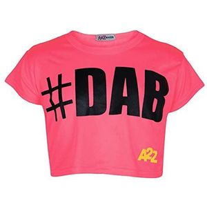 A2Z 4 Kids® Kinderen Meisjes Crop Top Neon Roze Ontwerper - Crop Top #Dab Neon Pink._11-12