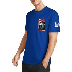 Sta-Tus Logo Qu-o Heren Katoenen T-shirt Korte Mouw Ronde Hals T-shirt voor Heren Zachte Zwarte T-shirts Basic Casual Fans Gift Tops, Saffier Blue-stijl, 3XL