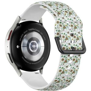 Sportieve zachte band compatibel met Samsung Galaxy Watch 6 / Classic, Galaxy Watch 5 / PRO, Galaxy Watch 4 Classic (Birds Flowers) siliconen armband accessoire