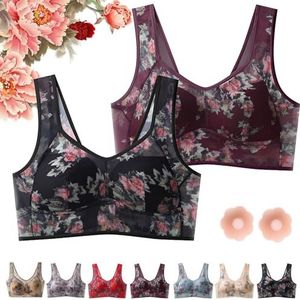 Sportbeha's met gekruiste rug for oudere vrouwen - Draadloze ondersteuning, comfort, anti-verzakking(2pcs-f,6XL)