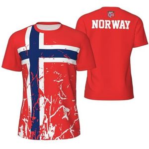 Sport T-Shirt Vintage Noorwegen Vlag Graan Tees 3D Gedrukt voor Fitness Running Voetbal, Meerkleurig, L