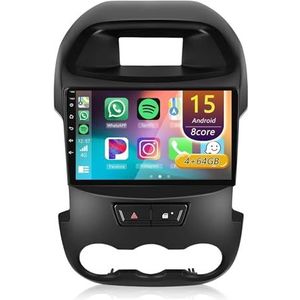 Android 15 Radio,voor Ford Ranger PX 2011-2015, 9 Inch Touchscreen Autoradio Met Wireless CarPlay Android Auto Bluetooth WIFI GPS-navigatie Swc(F 8core(8G+256G))