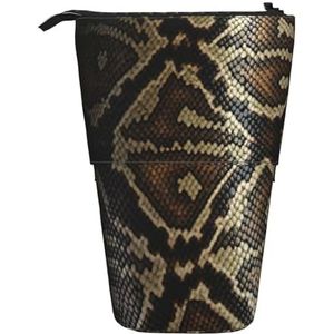 Evengigy Snake Skin Print Leuke Etui met Zip Verstelbare Stand Potlood Houder Grappige Make-up Tas, Zwart, Eén maat, Tas Organizer