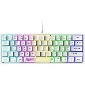 Tityvirnix RGB Backlit 62 Zeer belangrijke Spel Toetsenbord 60% Layout Bedraad voor Zaken wit